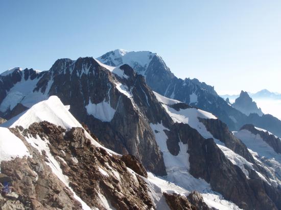 Un matin vers le Dôme de Glaciers, vue sur la Mont Blanc